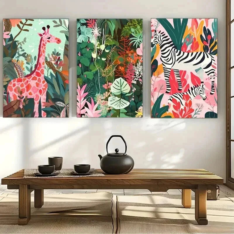 3pcs Wild Woodland Animal Art Metal Print Ready to Hang Art