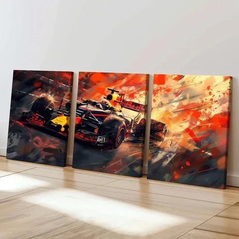 3pcs Red Bull Formula 1 Racing Wall Art Set Canvas Unframed - High Quality Print 100% Australian Made Wall Canvas