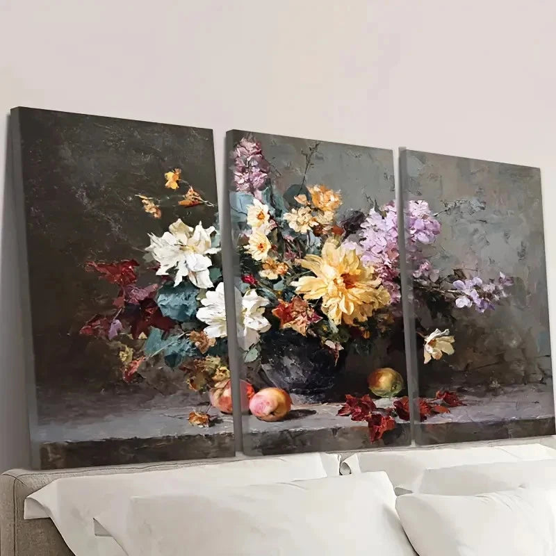 3pcs fall flowers Wall Art Set Canvas Framed 60x90cm - High Quality Print 100% Australian Made Wall Canvas Ready to Hang