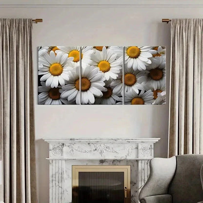 3pcs Vibrant Daisy & Chrysanthemum Flower Wall Art Set Canvas Framed 50x70cm - High Quality Print 100% Australian Made Wall Canvas Ready to Hang - Bella Home Decor