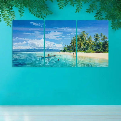 3pcs Tropical Island Paradise in Australia  Art Set Canvas Framed 60x90cm - High Quality Print 100% Australian Made Wall Canvas Ready to Hang
