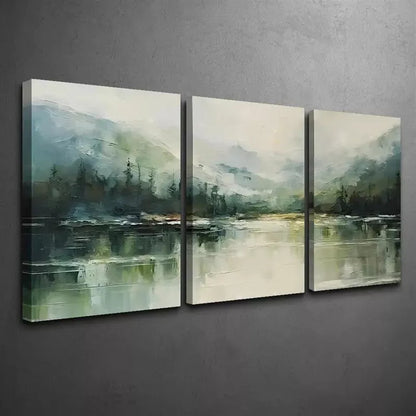 3pcs Mountain Forest & Lake Abstract Canvas Framed 40x60cm - High Quality Print 100% Australian Made Wall Canvas Ready to Hang - Bella Home Decor