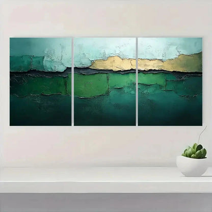 3pcs Green and Grey Abstract  GA   Wall Art Set Canvas Framed 40x60cm - High Quality Print 100% Australian Made Wall Canvas Ready to Hang