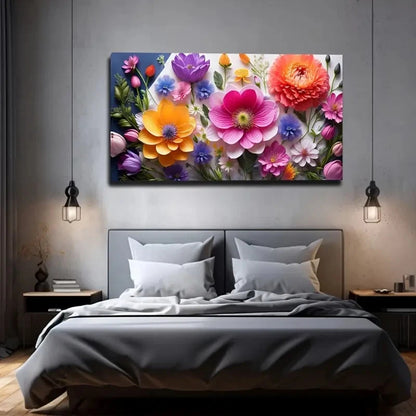 Distinctive Flowers Wall Art Canvas Office Home Room Framed 120x60cm