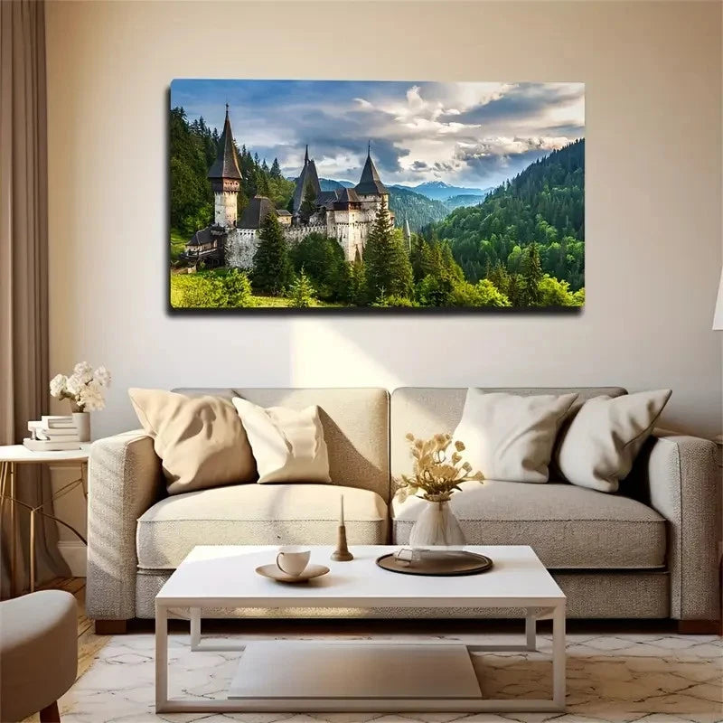 Beautiful Castle European Wall Art Canvas Office Home Room Framed 120x60cm