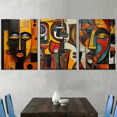 3pcs Modern Abstract Geometric Portrait Canvas Unframed - High Quality Print 100% Australian Made Wall Canvas