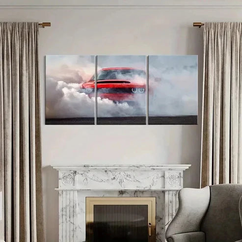 3pcs Vintage Sports Car in Action Wall Art Canvas Unframed - High Quality Print 100% Australian Made Wall Canvas - Bella Home Decor