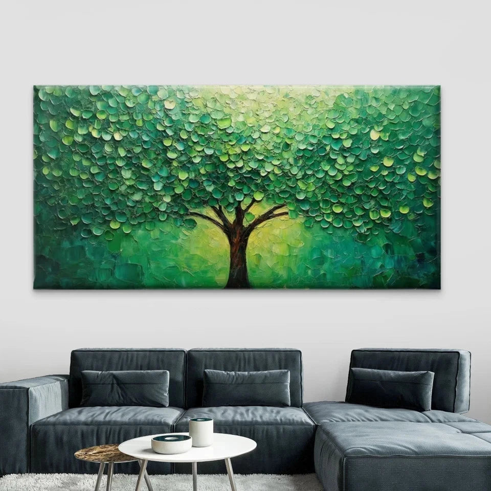 Abstract Green Tree Landscape Wall Art Canvas Office Home Room Framed 120x60cm