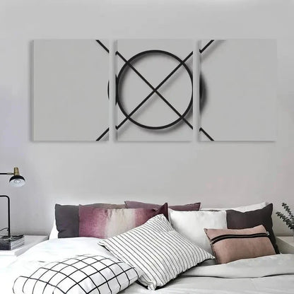 3pcs Abstract Geometric Design Black & White Wall Art Set Canvas Framed 40x60cm - High Quality Print 100% Australian Made Wall Canvas Ready to Hang - Bella Home Decor