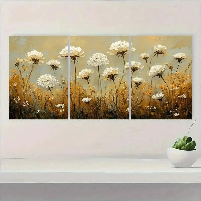 3pcs Painting Wildflower Art B   Wall Art Set Canvas Framed 40x60cm - High Quality Print 100% Australian Made Wall Canvas Ready to Hang