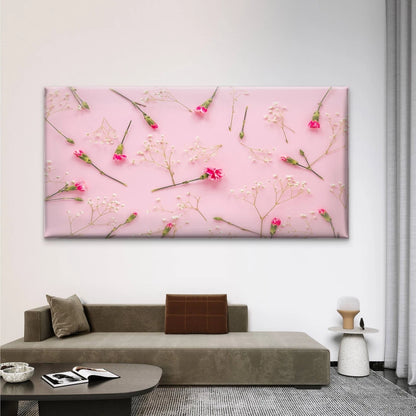 Pink Flowers With Plant Branche Wall Art Canvas Office Home Room Framed 120x60cm