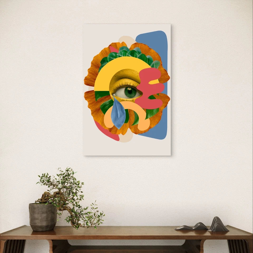 Surreal Abstract Collage Art with Eye Abstract 40x60cm Metal Print Ready to Hang