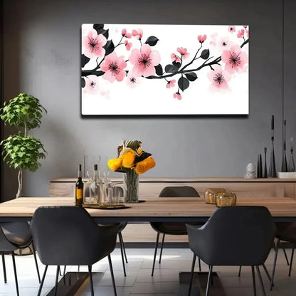 Pink Floral Branch Design Wall Art Canvas Office Home Room Framed 120x60cm