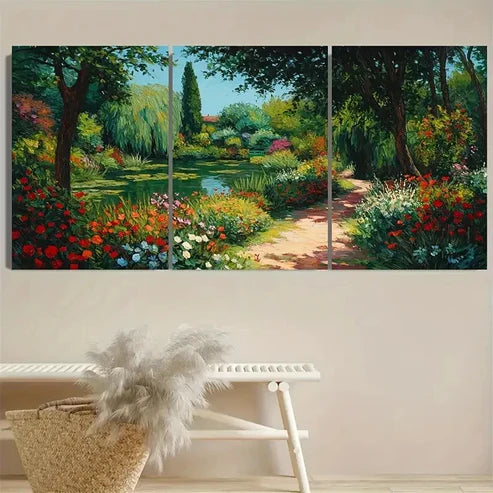 3pcs Crescent Moon Floral Botanical William Wall Art Set Canvas Unframed - High Quality Print 100% Australian Made Wall Canvas - Bella Home Decor