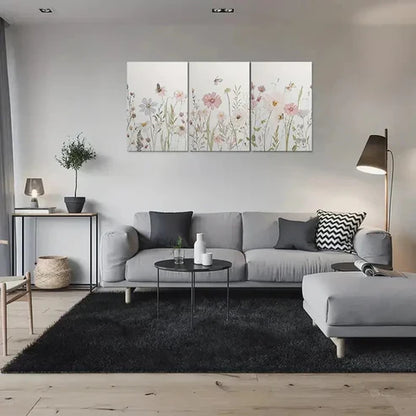 3pcs Pink and White Flowers with Butterflies  Wall Art Set Canvas Unframed - High Quality Print 100% Australian Made Wall Canvas