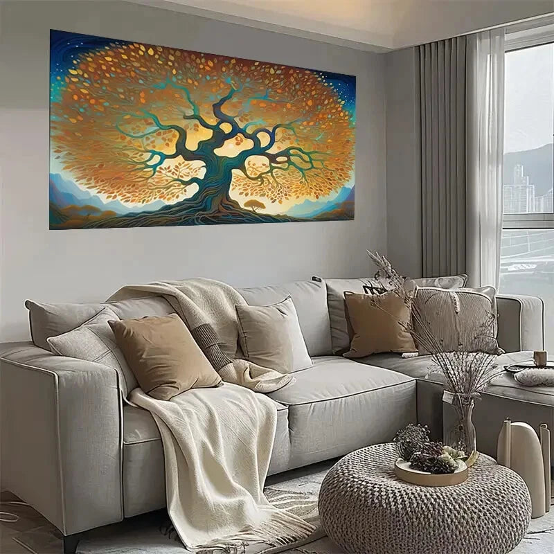 Modern Ethereal Tree Vibrant Wall Art wall canvas office home room framed 120x60cm - Bella Home Decor