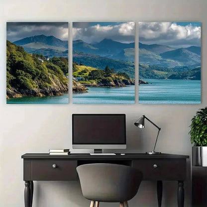 3pcs Anglesey Snowdonia Travel Poster Perfect Wall Art Set Canvas Framed 50x70cm - High Quality Print 100% Australian Made Wall Canvas Ready to Hang - Bella Home Decor
