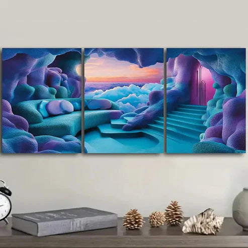 3pcs an enchanting cavev Wall Art Set Canvas Unframed - High Quality Print 100% Australian Made Wall Canvas - Bella Home Decor