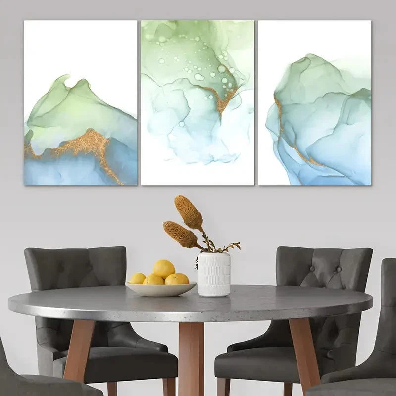 3pcs Watercolor Smoke Poster Paintings Metal Print Ready to Hang Art - Bella Home Decor
