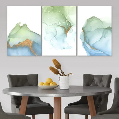 3pcs Watercolor Smoke Poster Paintings Metal Print Ready to Hang Art - Bella Home Decor