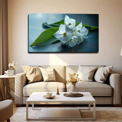 Beautiful White Flowers Wall Art Canvas Office Home Room Framed 120x60cm