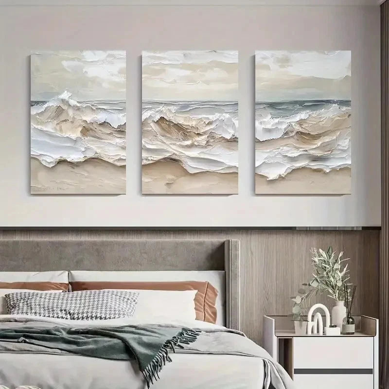 3pcs Beach Seascape Contemporary Home Wall Art Set Canvas Framed 60x90cm - High Quality Print 100% Australian Made Wall Canvas Ready to Hang - Bella Home Decor