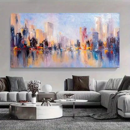 Vibrant Cityscape Architecture Wall Art Canvas Office Home Room Framed 120x60cm