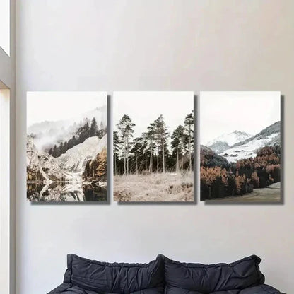 3pcs Beautiful Forest Trail with Pine Trees Wall Art Canvas Unframed - High Quality Print 100% Australian Made Wall Canvas - Bella Home Decor