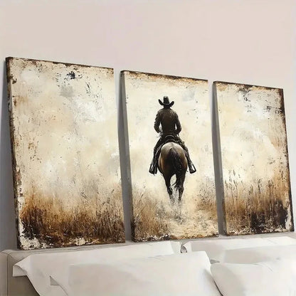 3pcs Vintage Equestrian Horse and Rider bn  Wall Art Set Canvas Framed 60x90cm - High Quality Print 100% Australian Made Wall Canvas Ready to Hang
