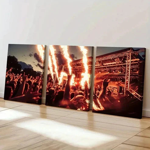 3pcs Band Performance Scene Decoration Wall Art Set Canvas Unframed - High Quality Print 100% Australian Made Wall Canvas - Bella Home Decor