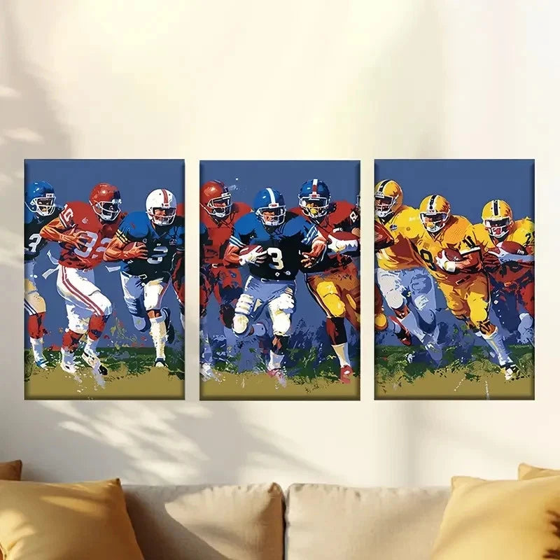 3pcs Colorful abstract athletes Wall Art Set Canvas Framed 60x90cm - High Quality Print 100% Australian Made Wall Canvas Ready to Hang - Bella Home Decor