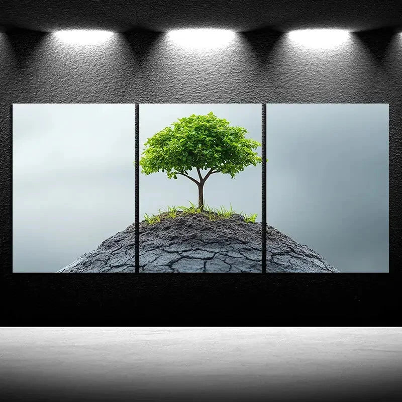 3pcs A Plant with Great Vitality Green Tree Metal Print Ready to Hang Art - Bella Home Decor