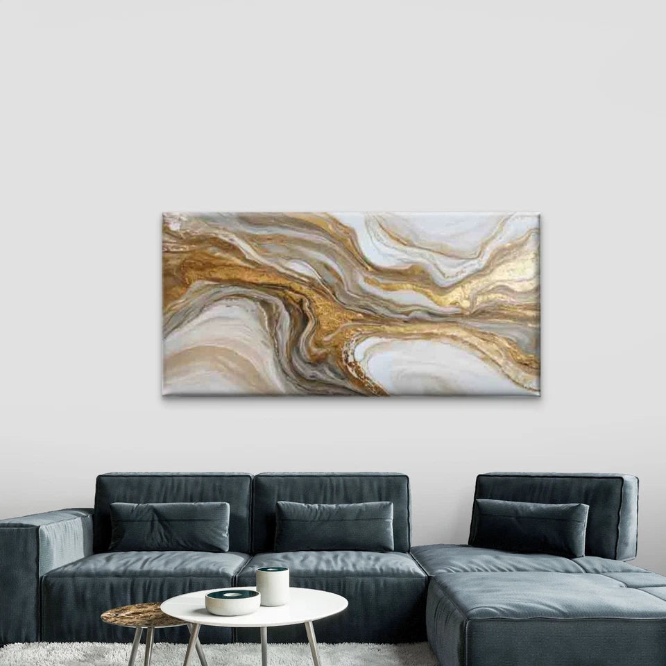 Elegance Golden Blend Paintings Wall Art Canvas Office Home Room Framed 120x60cm - Bella Home Decor