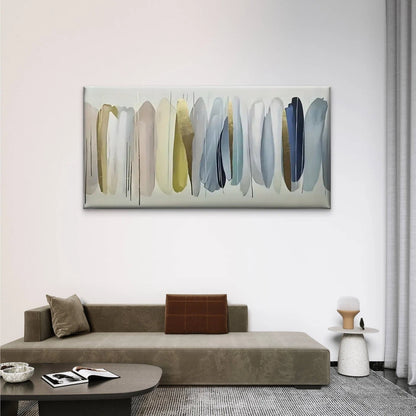 Golden Leaf Blue Feather Design Wall Art Canvas Office Home Room Framed 120x60cm