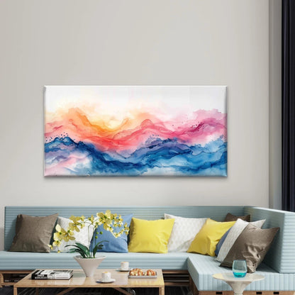 Soft Pastel Watercolor Abstract Wall Art Canvas Office Home Room Framed 120x60cm - Bella Home Decor