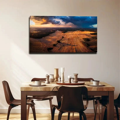 Wide Earth Dark Clouds Wall Art Canvas Office Home Room Framed 120x60cm