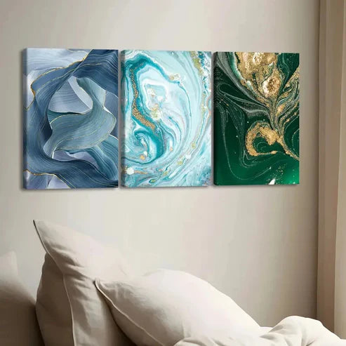 3pcs Modern Simple Nordic Style Abstract Green Wall Art Set Canvas Unframed - High Quality Print 100% Australian Made Wall Canvas