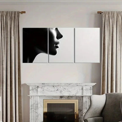 3pcs Black & White Abstract Woman Silhouette  Wall Art Set Canvas Framed 50x70cm - High Quality Print 100% Australian Made Wall Canvas Ready to Hang - Bella Home Decor