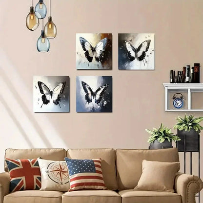 4pcs Elegant Butterfly Wall Art Canvas Framed