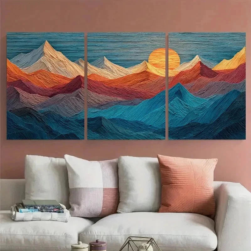 3pcs Sunrise Landscape Thick Texture Perfect Wall Art Canvas Framed 40x60cm - High Quality Print 100% Australian Made Wall Canvas Ready to Hang