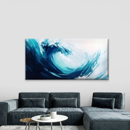 Blue Water Ocean Wave  Wall Art Canvas Office Home Room Framed 120x60cm