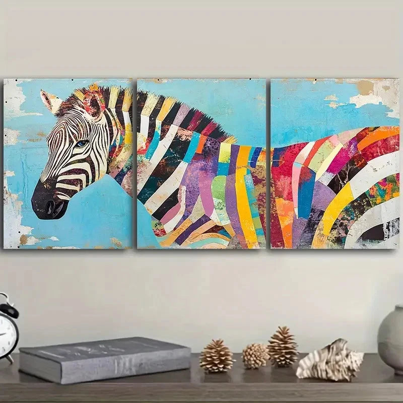 3pcs an elegant zebra Wall Art Set Canvas Framed 60x90cm - High Quality Print 100% Australian Made Wall Canvas Ready to Hang - Bella Home Decor
