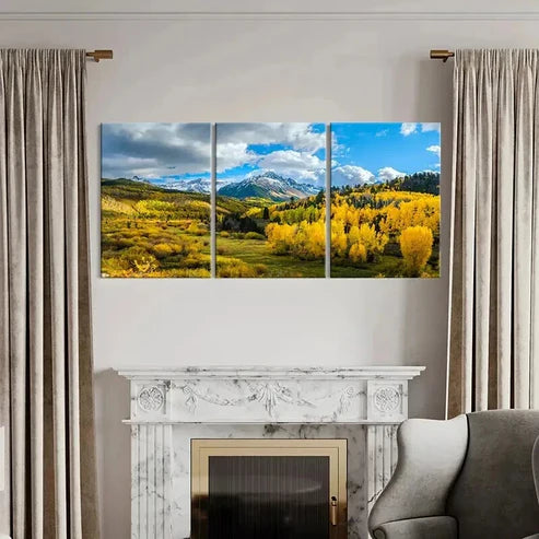 3pcs Vibrant Autumn Mountain Landscape Wall Art Canvas Unframed - High Quality Print 100% Australian Made Wall Canvas
