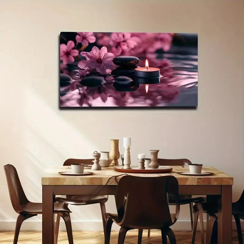 Burnt Candle Floating On Water Wall Art Canvas Office Home Room Framed 120x60cm