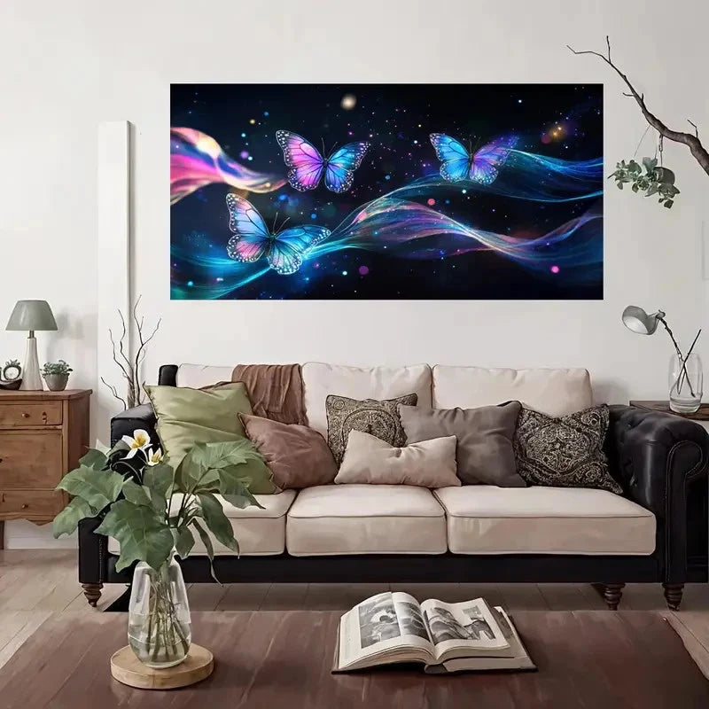 Vibrant Butterfly Fantasy Wall Art Canvas Office Home Room Framed 120x60cm