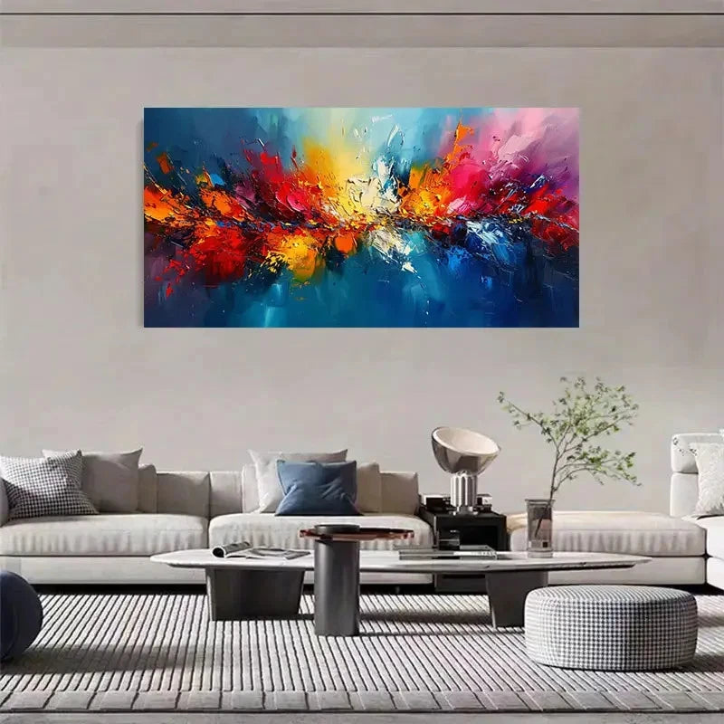 Abstract Expressionist Colorful Wall Art Canvas Office Home Room Framed 120x60cm