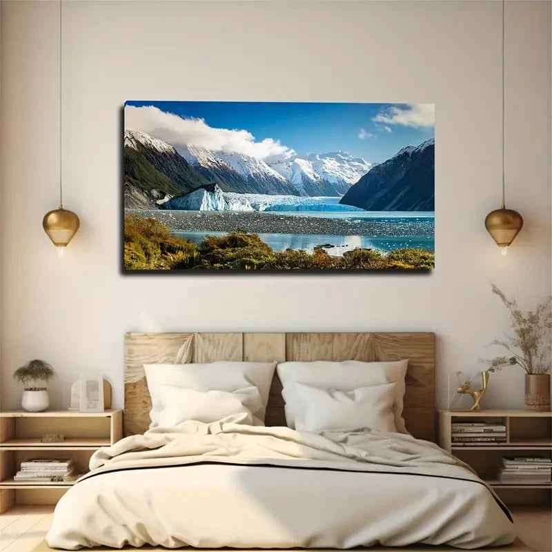 New Zealand'S Glacier Wall Art Canvas Office Home Room Framed 120x60cm
