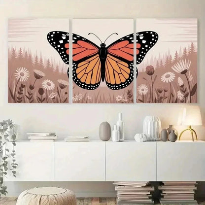 3pcs Butterfly & Wildflower  Wall Art Canvas    Wall Art Set Canvas Framed 60x90cm - High Quality Print 100% Australian Made Wall Canvas Ready to Hang - Bella Home Decor