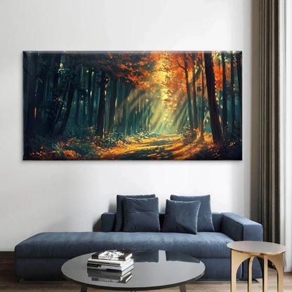 Sunshine & Golden Leaves Wall Art Canvas Office Home Room Framed 120x60cm