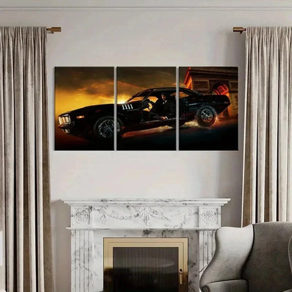 3pcs John Wick in the Car Driving Modern Wall Art Set Canvas Framed 50x70cm - High Quality Print 100% Australian Made Wall Canvas Ready to Hang